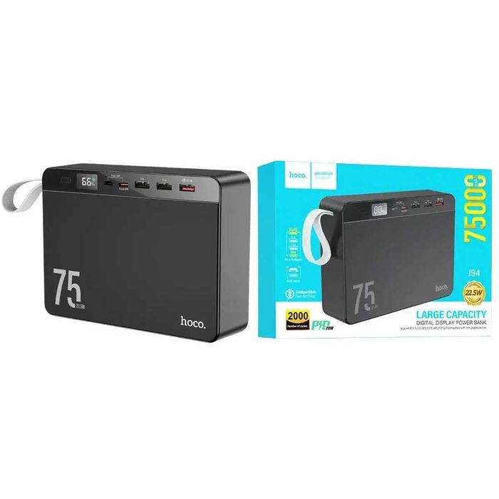 Павербанк 75000mAh HOCO J94 PD20W QC3.0 Power Bank швидка зарядка для роутера iPhone Samsung Xiaomi Android  ОПТ / Роздріб