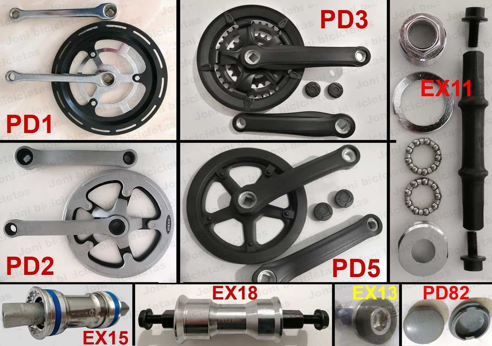 Pedaleiras e eixos de quadra