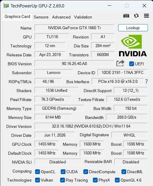 Lenovo Legion Y540 GTX 1660Ti (6 GB) | i5-9300HF | 8/512 GB | Win 11 Pro