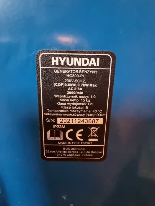 Generator prądu Hyundai HG800-PL