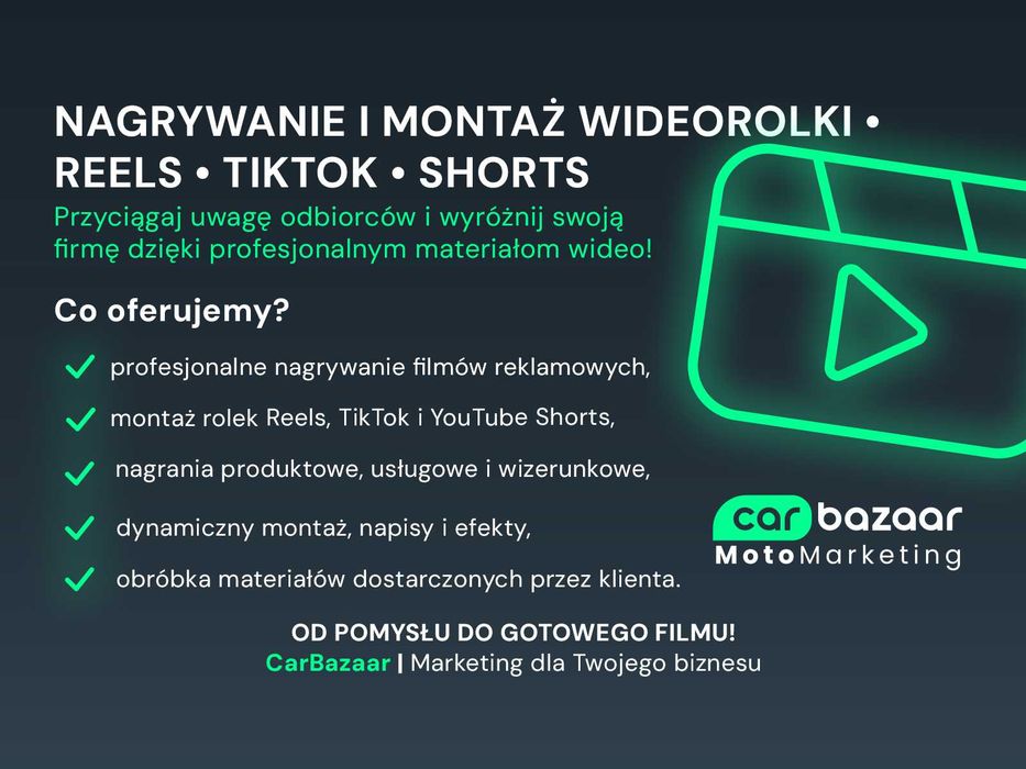 Nagrywanie i montaż rolek - Reels, TikTok, Shorts