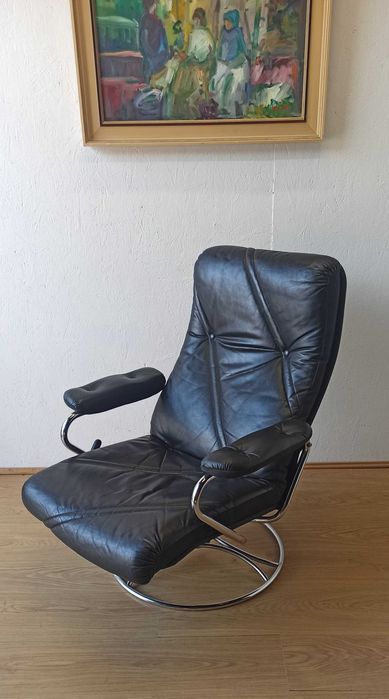Fotel skórzany, Szwecja lata 70.