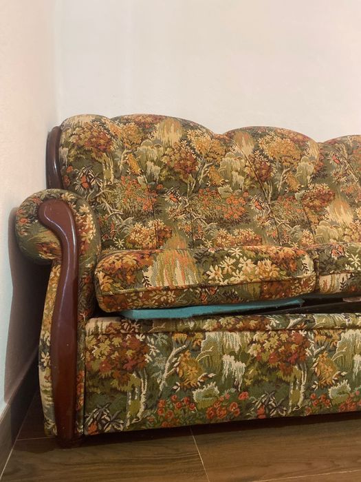 Conjunto de sofá cama vintage e sofás pequenos