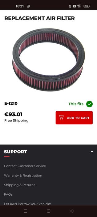 Filtro de Ar K&N E-1210