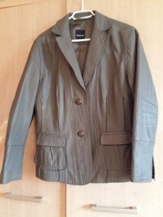 Kurtka skóra zielona, khaki, 100 % skóra 42/44