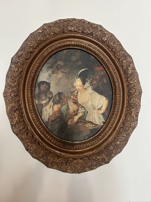 Obraz Antoine Pesne “Wrozba Cyganki” w ozdobnej ramie