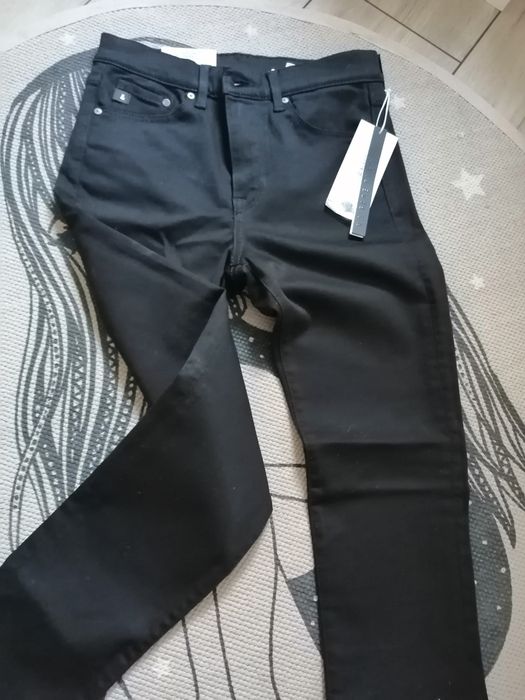 Nowe shaping skinny regular waist jeansy czarne 25/30 & Denim
