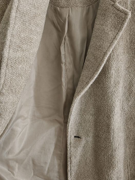 ZARA wełniany płaszcz beżowy oversize L  klasyczny długi