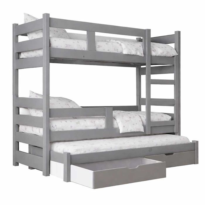 Łóżko piętrowe dla dzieci MIA 3 osobowe, materace 160x75 albo 180x75