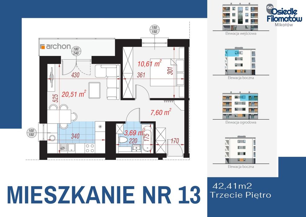 2-pokojowe mieszkanie 42,41m2 + balkon w Centrum Mikołowa