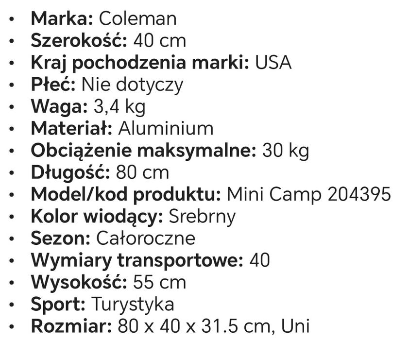 Stolik turystyczny Coleman