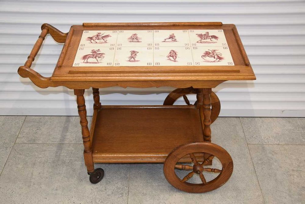 barek - stolik dębowy na kółkach - super stan