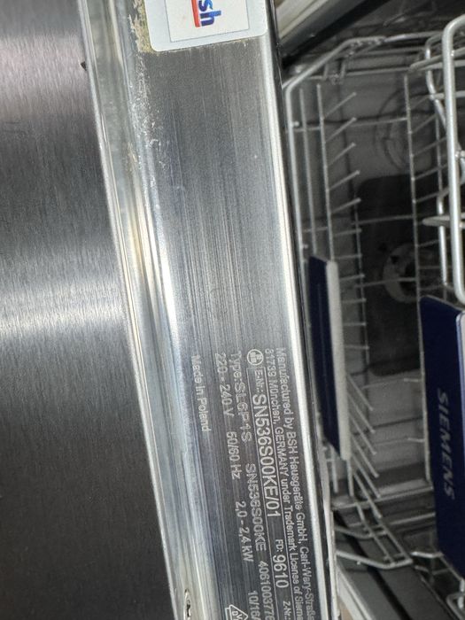 Zmywarka Siemens model Sn536s00ke A++ 60 cm biała blat 3 kosze INOX