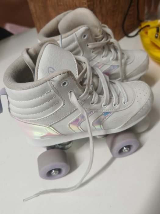 Patins de 4 rodas BTWIN  menina branco e lilás
