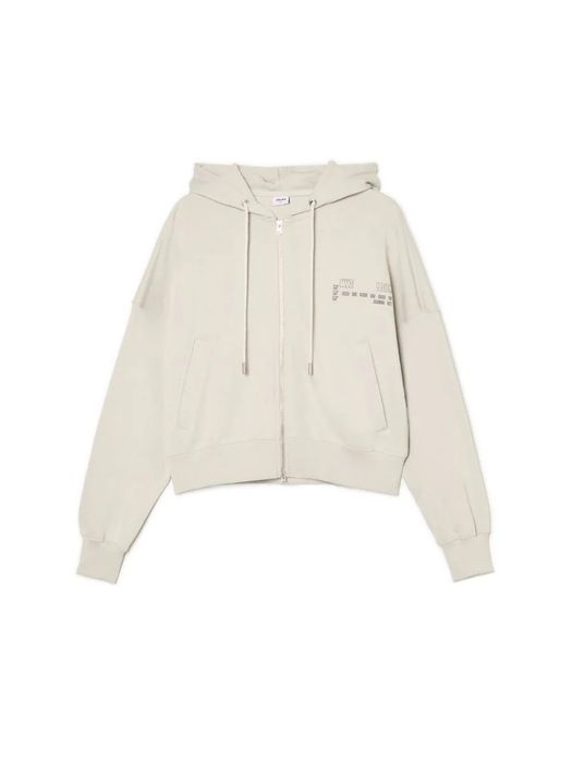 Світло-сіра толстовка на блискавці з написами