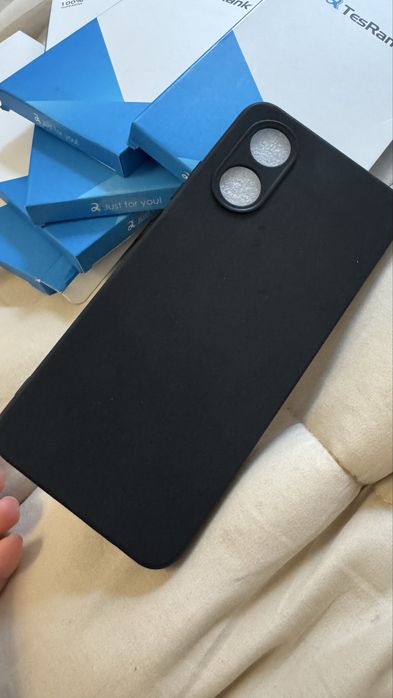 Capa de telemóvel TesRank compatível com Oppo A17 (4G), cor preta.