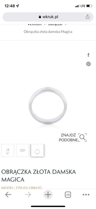 Obrączki białe złoto W.Kruk diament komplet