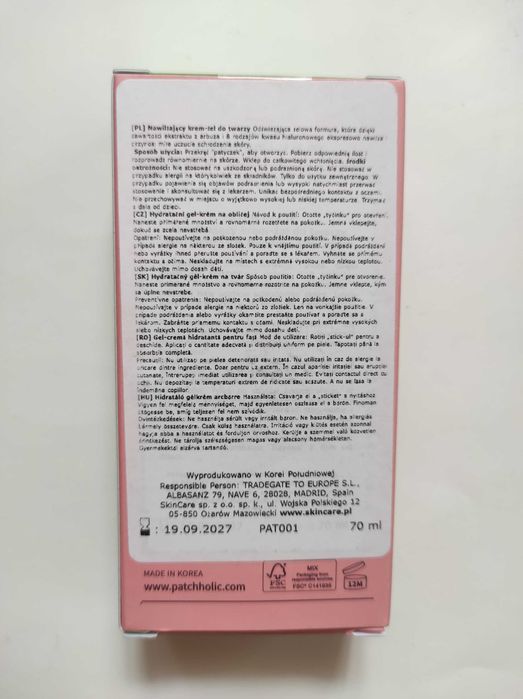 Lekki krem - żel intensywnie nawilżający Patch Holic Watermelon