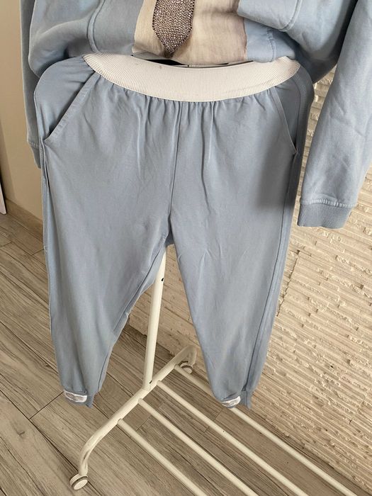 By o la la błękitny set dres z pudlem kryształki - serduszka spodnie