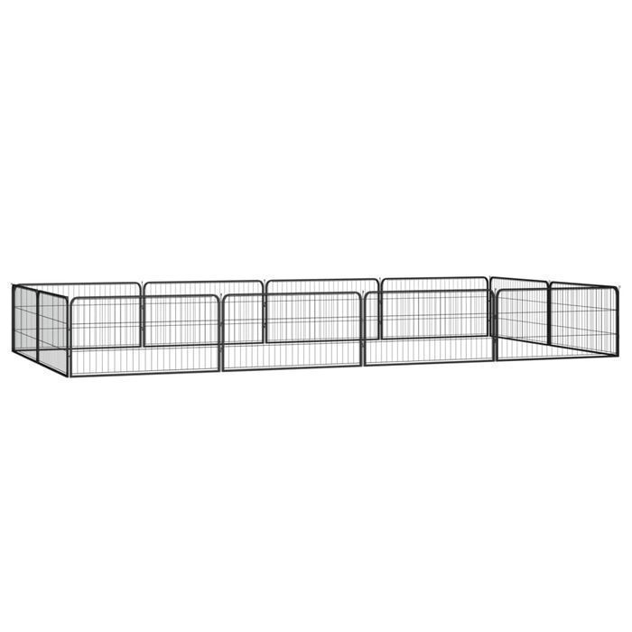 Vidaxl Kojec Dla Psa, 12 Panele, Czarny, 100X50 Cm, Stal