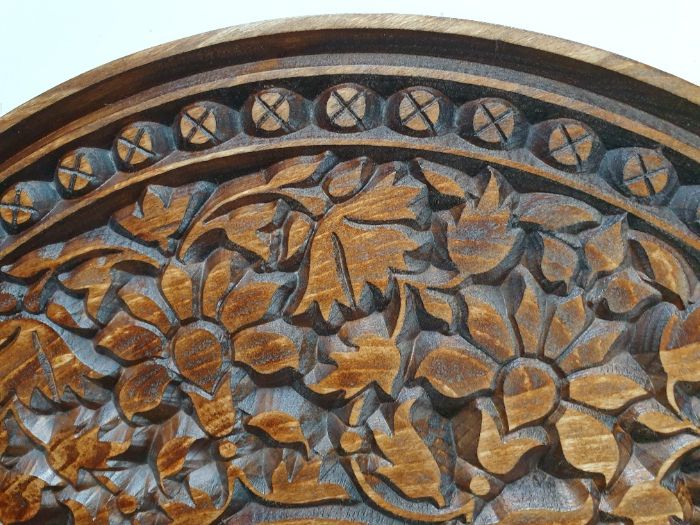 Mandala orientalna kolonialna indyjska płaskorzeźba drewno 40cm