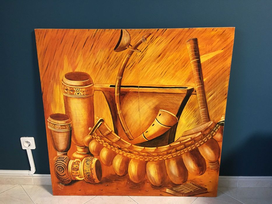 Quadro em tela pintura angolana