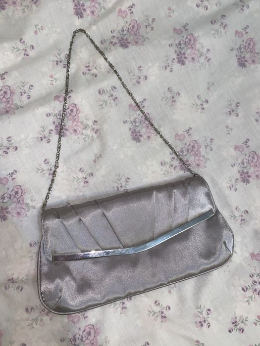 Новая сумка  мини серебро атлас 2025 тренд