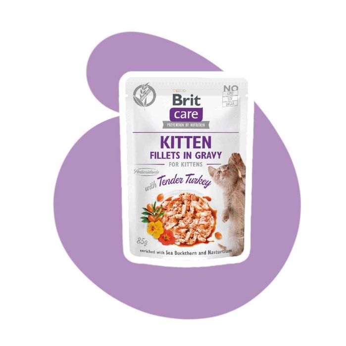 Brit Care Cat Kitten Fillets Tender Turkey in Gravy 10x85g Indyk w sosie dla dorosłych kotów po sterylizacji, wybrednych