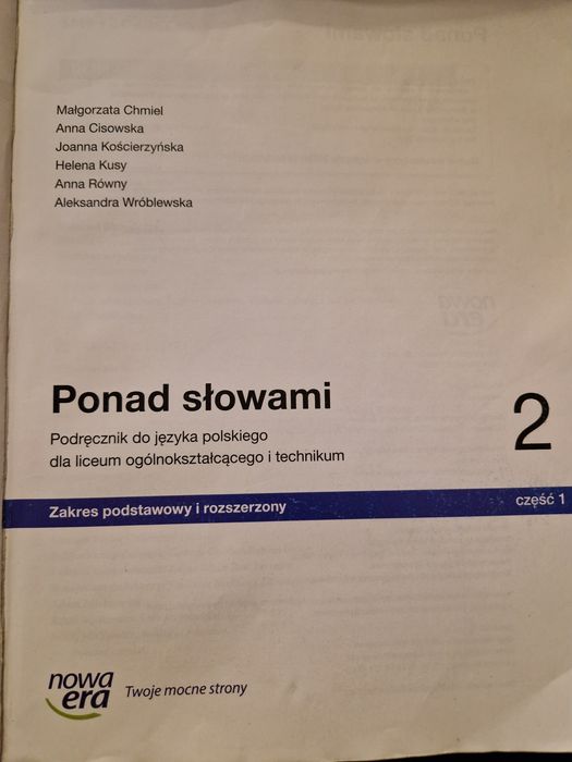 Podręcznik Ponad słowami 2 część 1