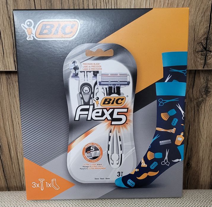 Nowy zestaw Bic flex 5 maszynka do golenia maszynki skarpety okazja ce
