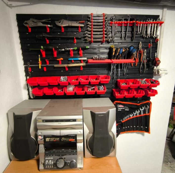 Nowa Tablica Narzędziowa Ścienna Duża 116x80cm Z Kuwetami Uchwyty Organizer