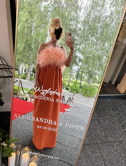 Spódnica plus top pióra sukienka maxi komunia wesele S 36