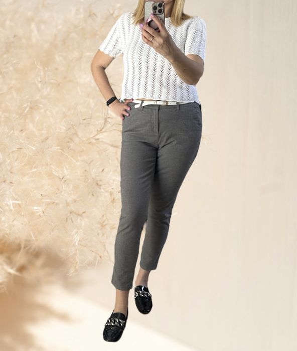 Szare spodnie Diverse z paskiem 38/M