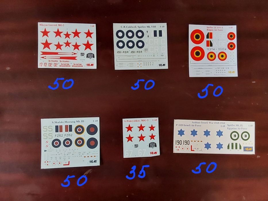 Декали для моделей самолетов 1:48