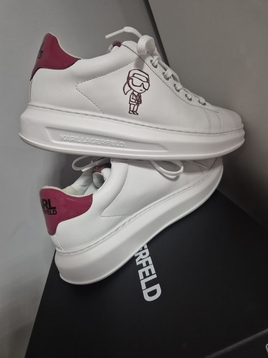 Karl Lagerfeld Kapri Ikon Sketch Lo Lace sneakersy białe burgundowe r. 38