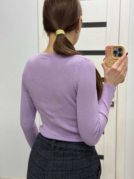 Трикотажна базова кофтинка фіолетова, кофта з довгими рукавами Xs-S