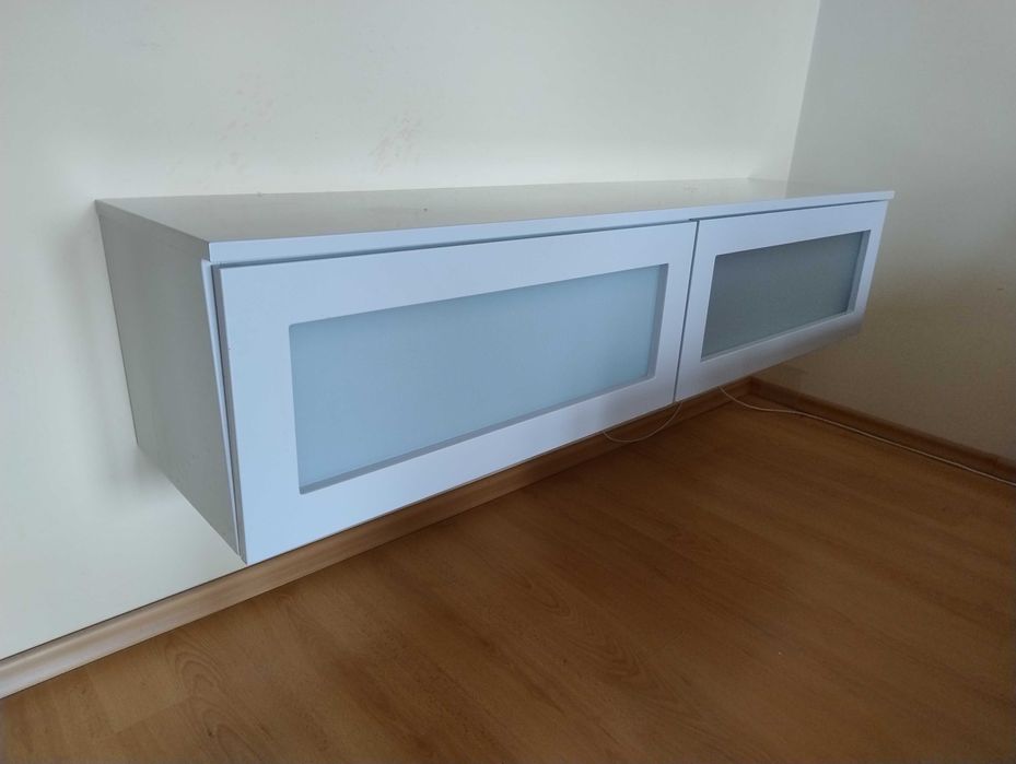 Szafka RTV podwieszana szara lakierowana