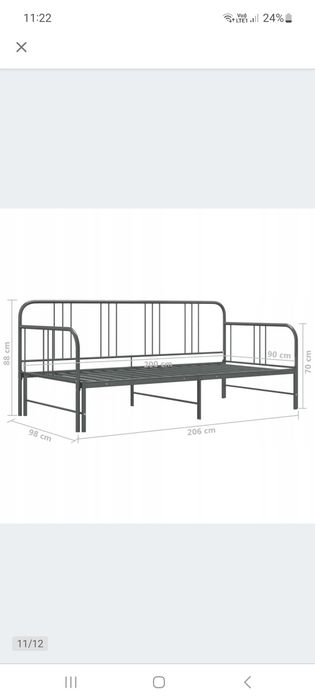 Lozko sofa metalowe