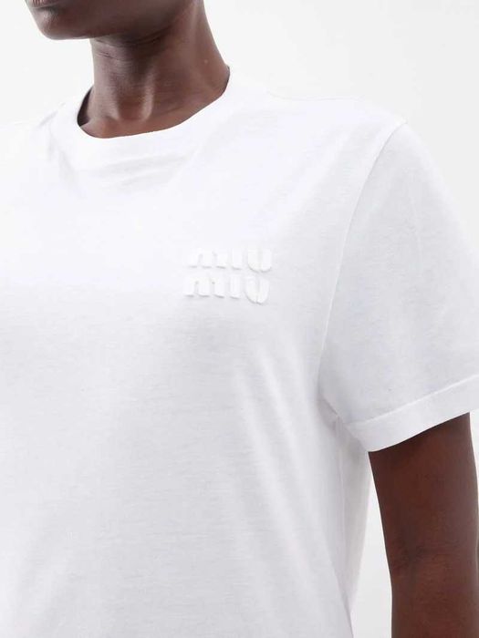 Футболка Miu Miu Logo-Applique T-shirt White