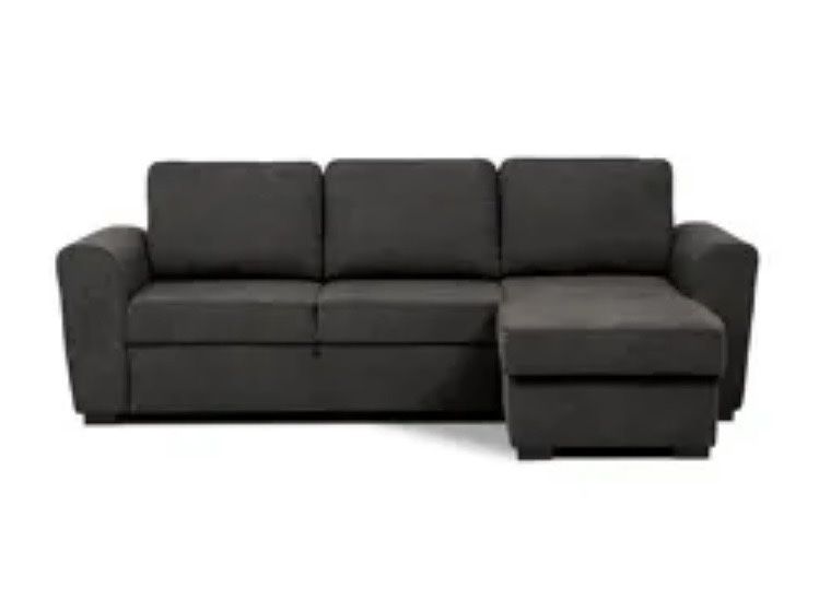 Sofá 3 lugares com chaise longue e cama