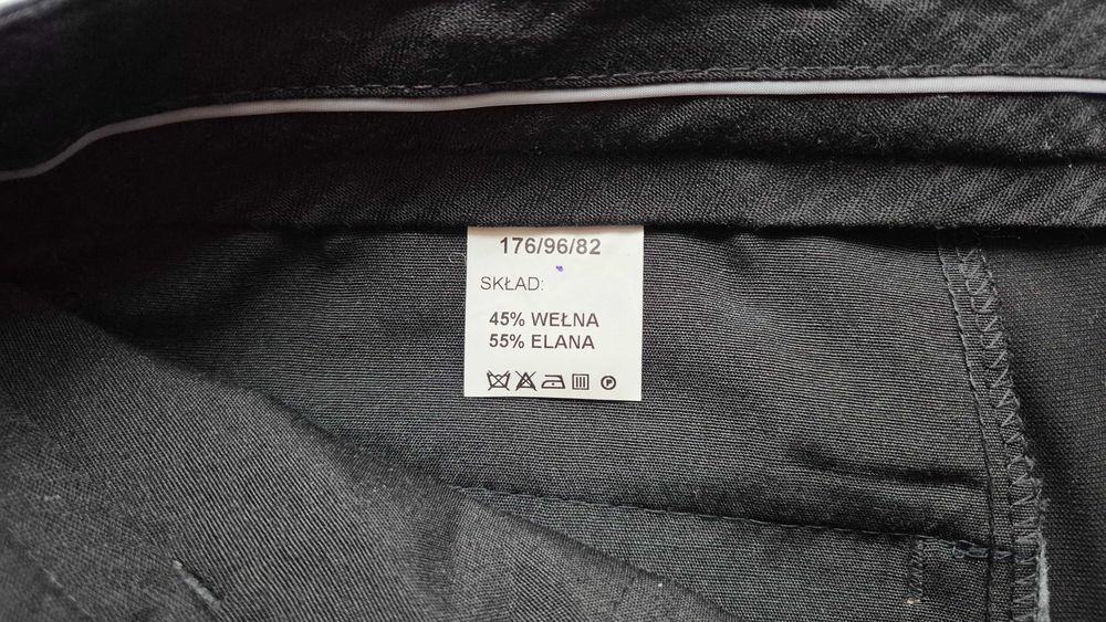 Czarne spodnie garniturowe męskie wełna/elana