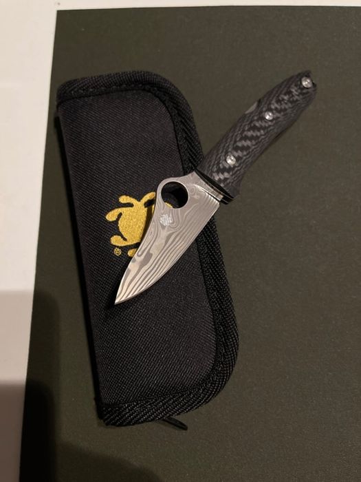 Spyderco SpyOpera Sprint Run Carbon Fiber, Damasteel Thor, damast