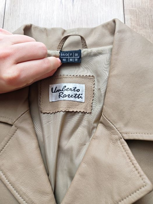 Skórzana piaskowa kurtka męska Umberto Rosetti – 100% Skóra Naturalna