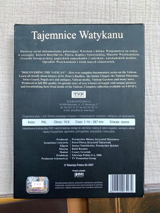 Płyty DVD dokument zestaw Tajemnice Watykanu