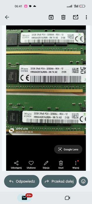 Ddr4 hynix 32gb 2rx8 pc4-3200aa-re4-12 hmaa4gr7ajr8n-xn t4