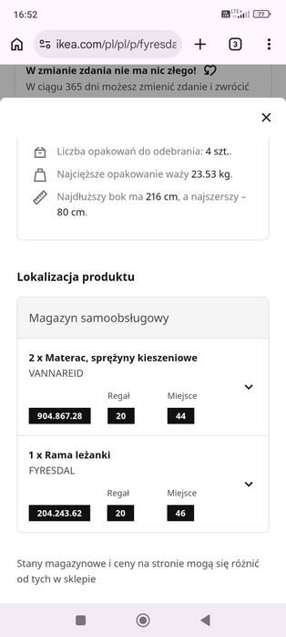 Łóżko Ikea Fyresdal+ 2 materace