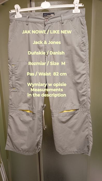 Jack & Jones Duńskie cienkie męskie letnie spodnie, Roz. M, Pas 82 cm