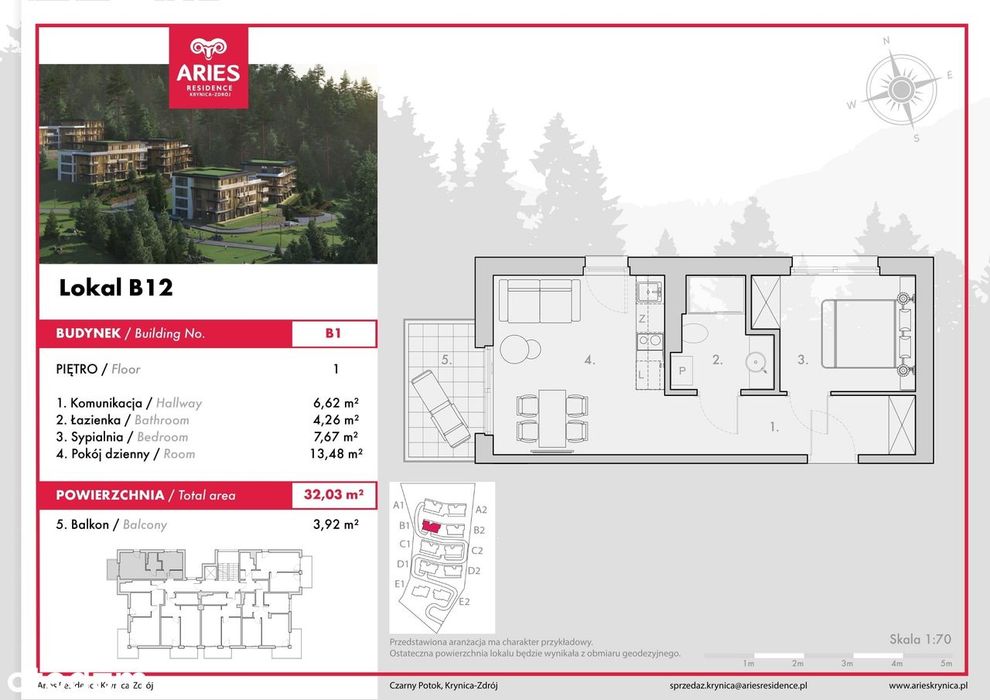 Apartament z balkonem koło Jaworzyny Krynickiej