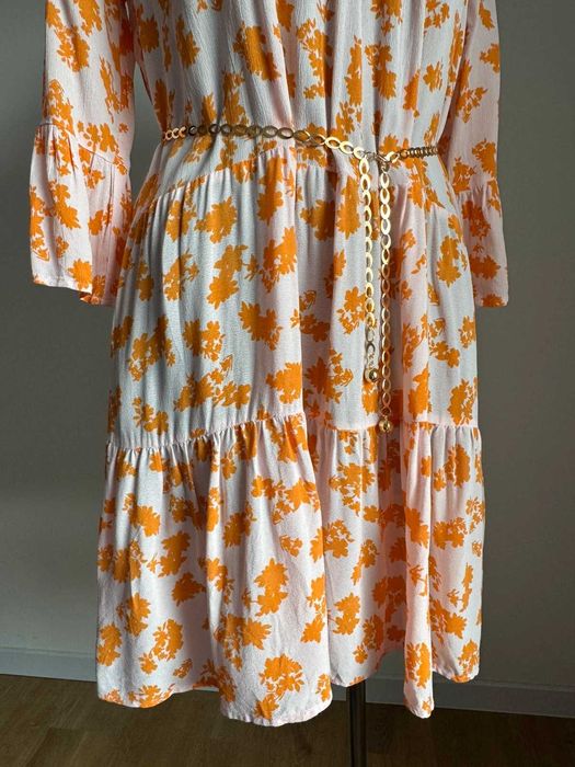 Sukienka wiskozowa boho Neo Noir kwiaty pastelowa na lato M/L 40