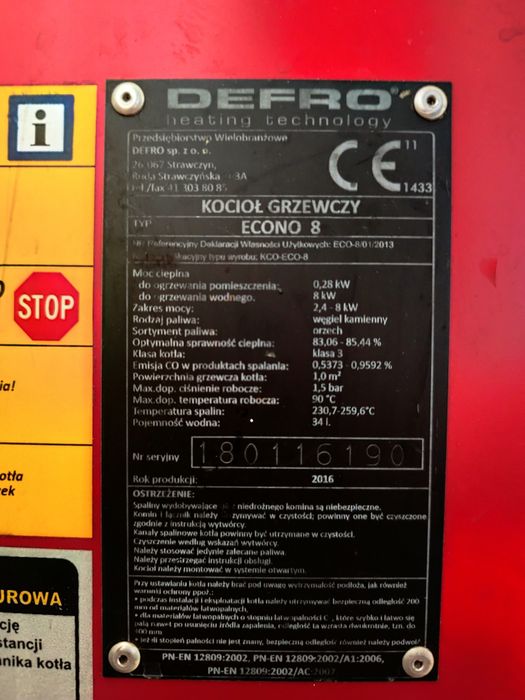 Kocioł grzewczy drewno węgiel plus boiler econo 8